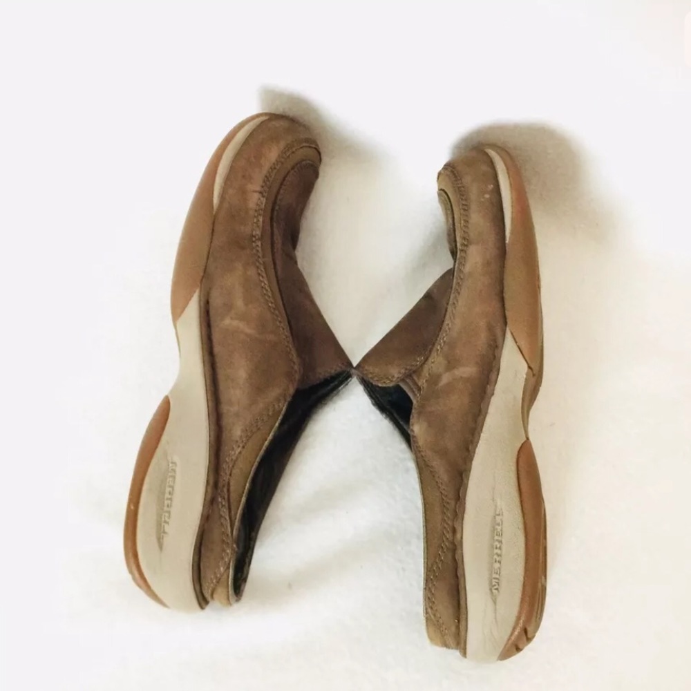 Merrell Performance Leather Shoes Brown Clog Mule